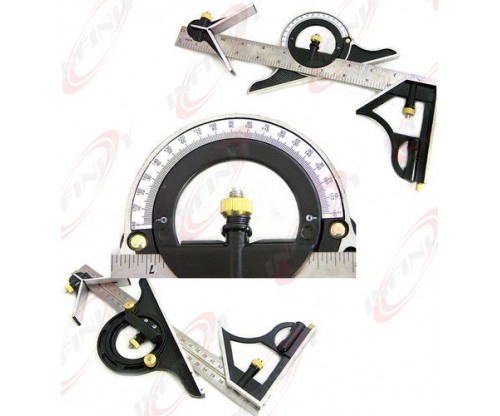 12" SS COMBINATION PROTRACTOR TRI-SQUARE RULER LEVEL MULTI-PURPOSE